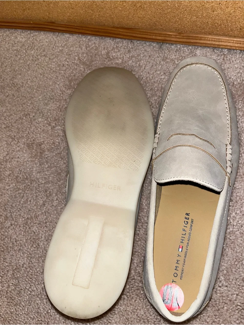 Tommy Hilfiger Men’s Light Gray Suede Penny Loafers